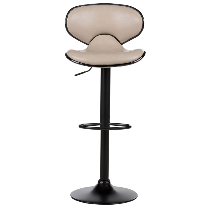 Set de 2 scaune de bar CONWAY Piele ecologică Pivotant Bej deschis [5]