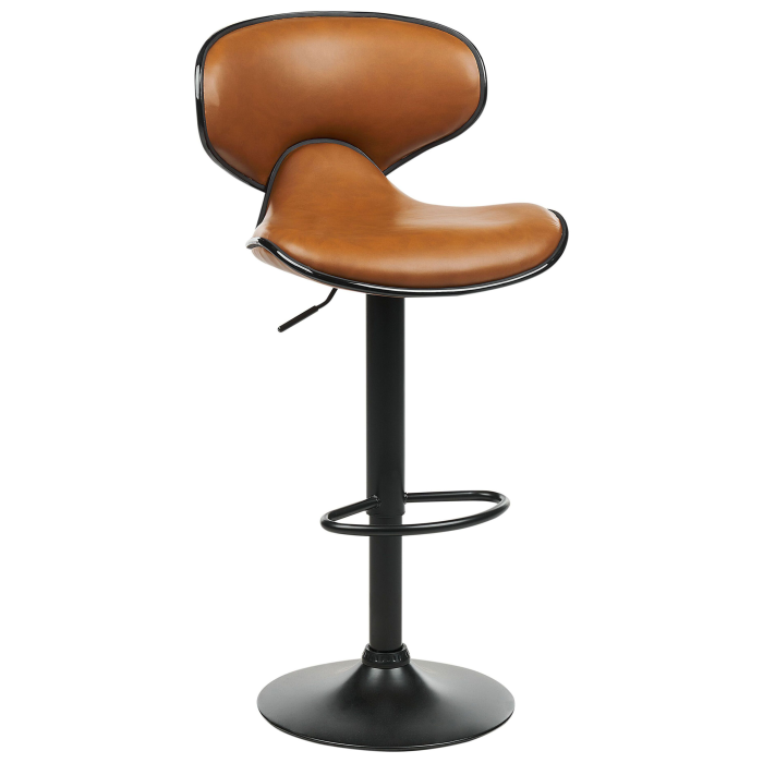 Set of 2 Bar Chairs CONWAY Eco-Leather Swivel Golden Brown [4]