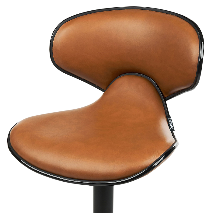 Set of 2 Bar Chairs CONWAY Eco-Leather Swivel Golden Brown [7]
