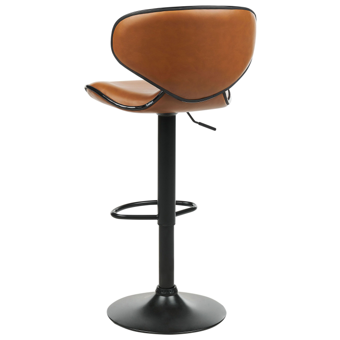 Set of 2 Bar Chairs CONWAY Eco-Leather Swivel Golden Brown [6]