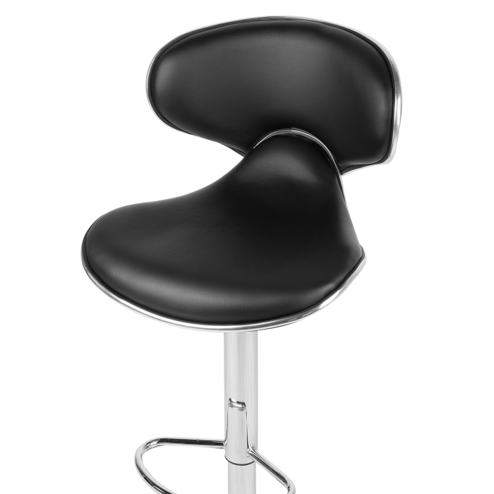 Set de 2 scaune de bar CONWAY Piele ecologică Pivotant Negru [7]