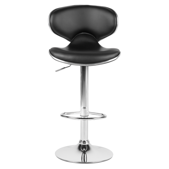 Set de 2 scaune de bar CONWAY Piele ecologică Pivotant Negru [5]