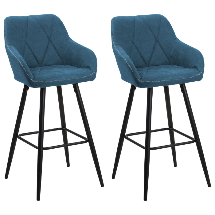 Set of 2 bar stools DARIEN Navy Blue [2]