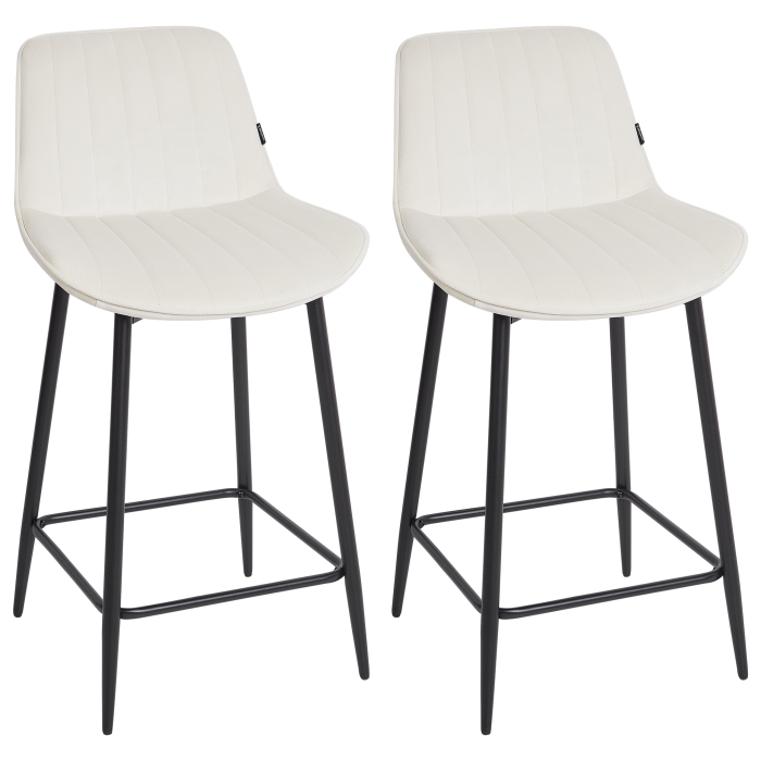 Set of 2 bar stools DUBROVNIK Velvet Light Beige [2]