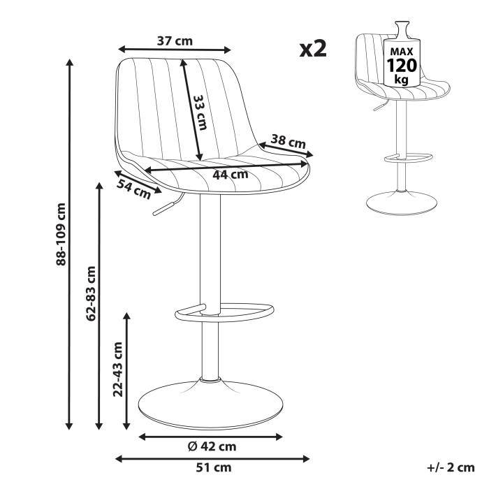 Set of 2 DUBROVNIK bar stools Eco-leather Swivel Light beige [3]