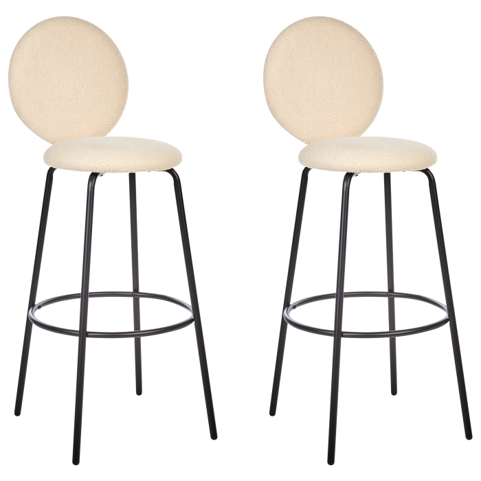 Set de 2 scaune de bar EMERY Boucle Bej deschis [4]