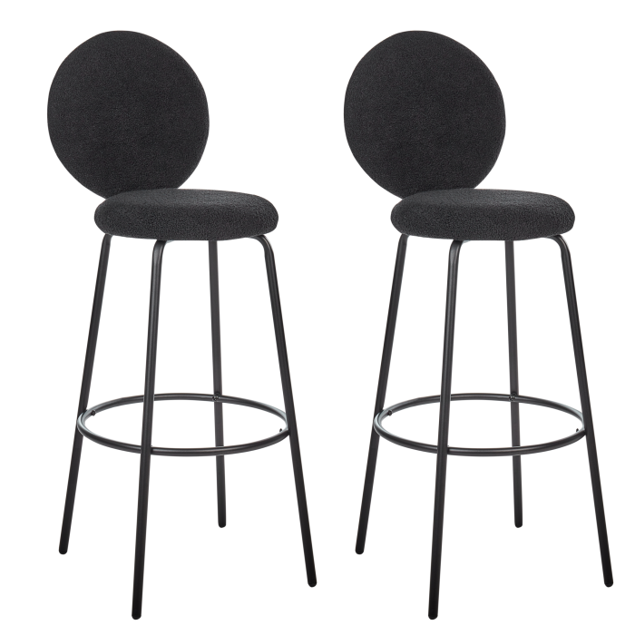 Set of 2 EMERY bar stools Boucle Black [4]