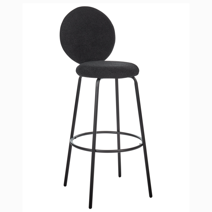 Set of 2 EMERY bar stools Boucle Black [5]