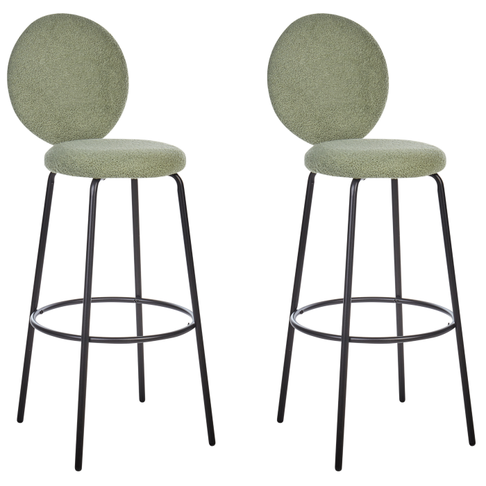 Set de 2 scaune de bar EMERY Boucle Verde deschis [4]