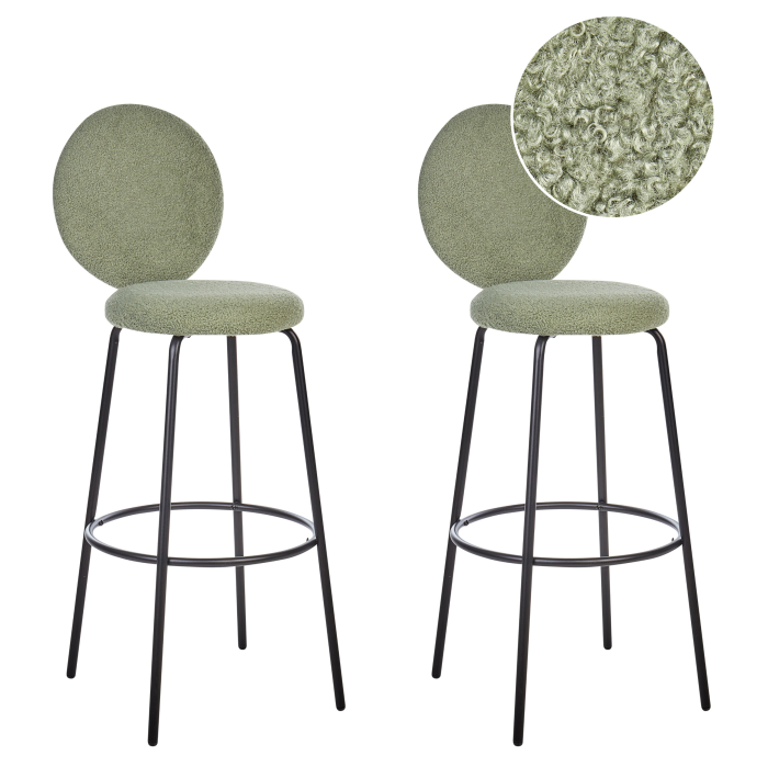 Set de 2 scaune de bar EMERY Boucle Verde deschis [2]
