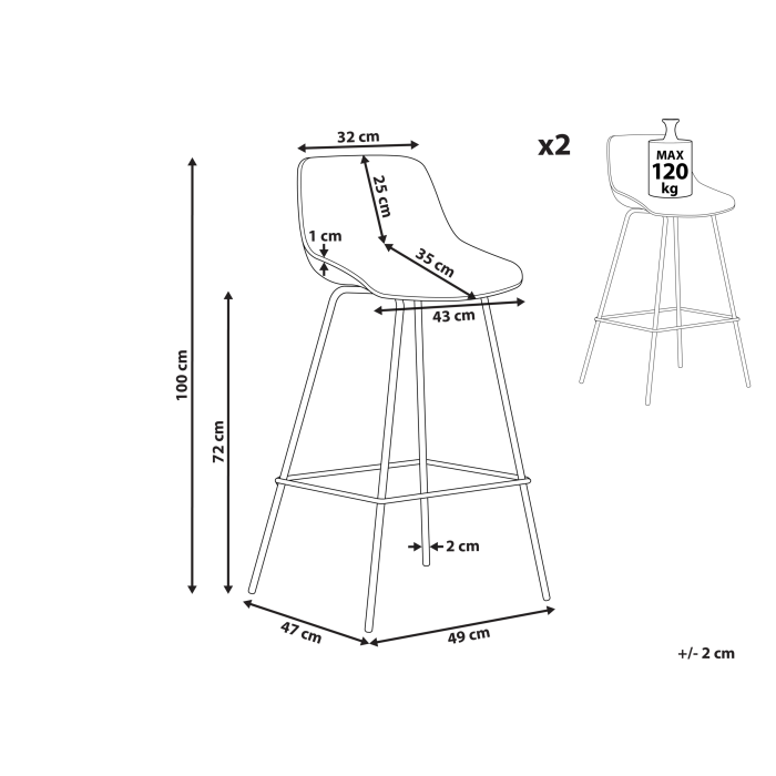 Set of 2 bar stools EMMET Green [3]