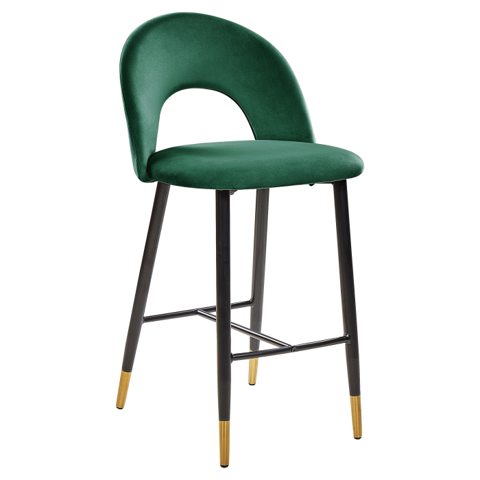 Set of 2 FALTON Bar Stools Velvet Emerald Green [5]