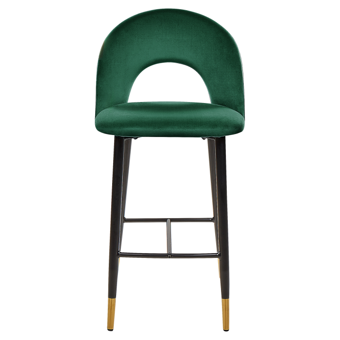 Set of 2 FALTON Bar Stools Velvet Emerald Green [4]