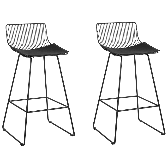 Set of 2 Bar Chairs FREDONIA Metal Black [2]