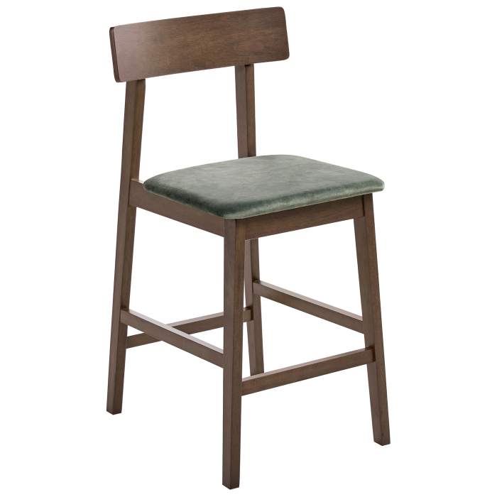 Set of 2 ISANTI Bar Stools Wood Dark Brown/Green [4]