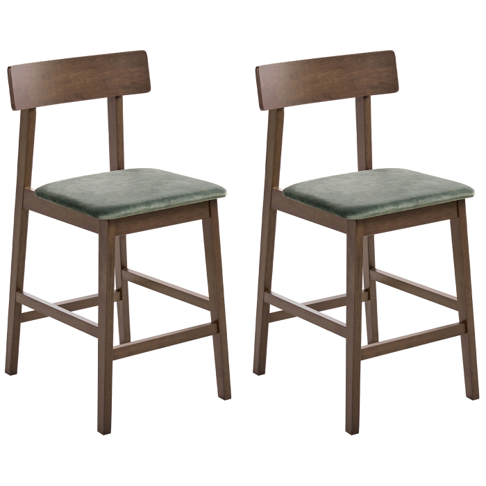 Set of 2 ISANTI Bar Stools Wood Dark Brown/Green [2]