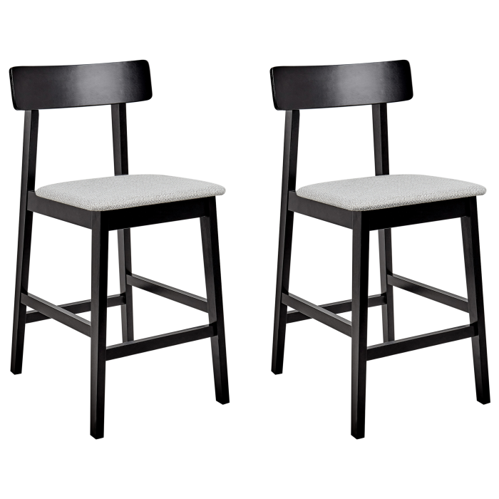 Set de 2 scaune de bar ISANTI Lemn Negru/Gri [2]