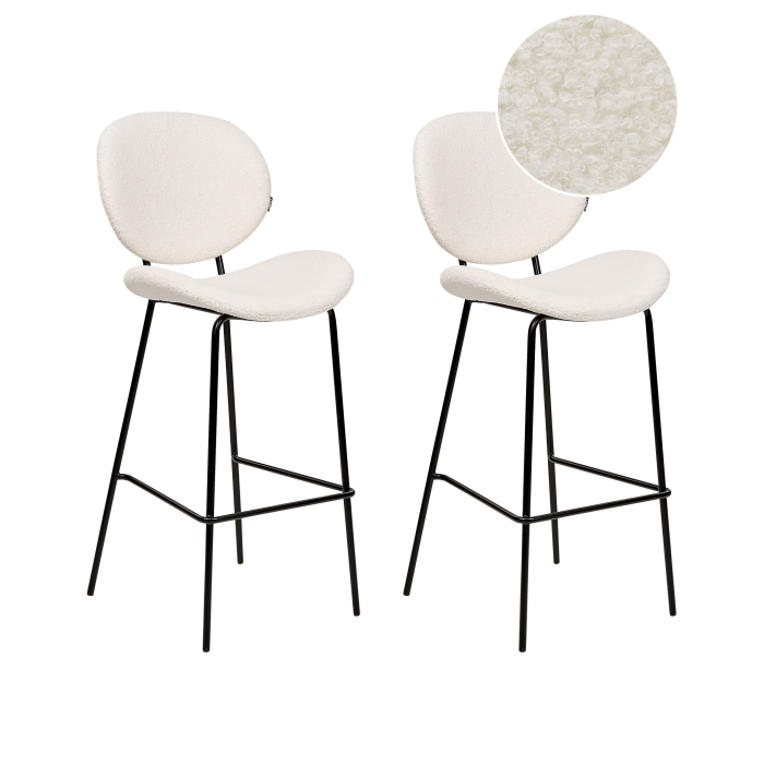 Set of 2 bar stools LUANA Boucle White [2]