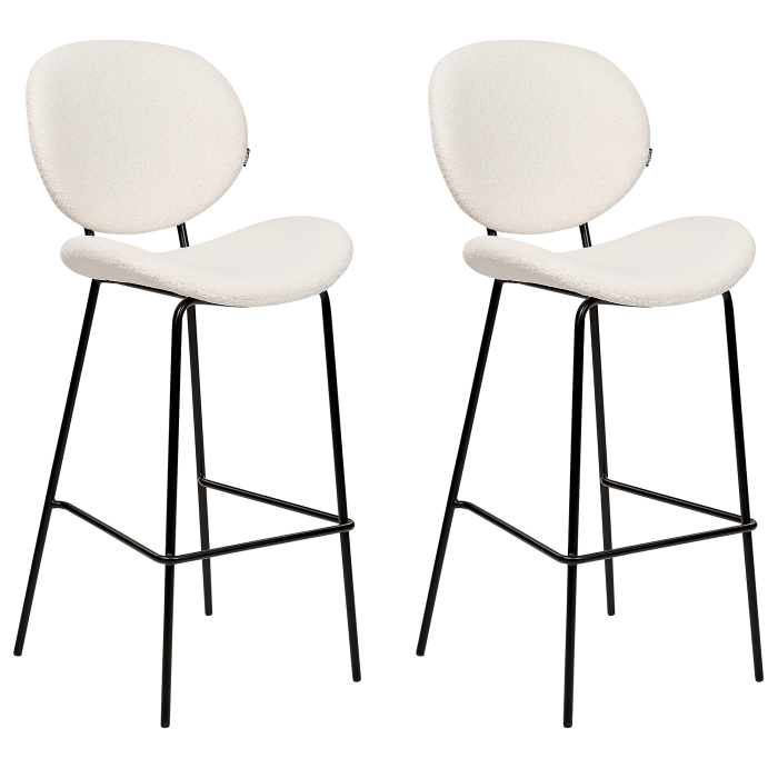 Set of 2 bar stools LUANA Boucle White [4]