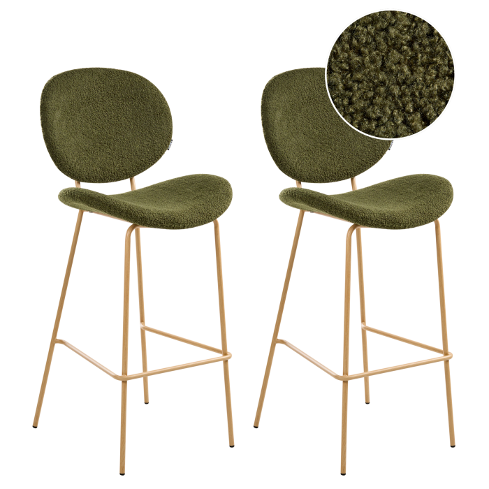 Set of 2 bar chairs LUANA Boucle Dark Green [2]