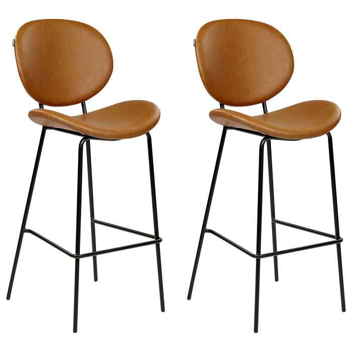 Set of 2 Bar Chairs LUANA Eco Leather Golden Brown [2]