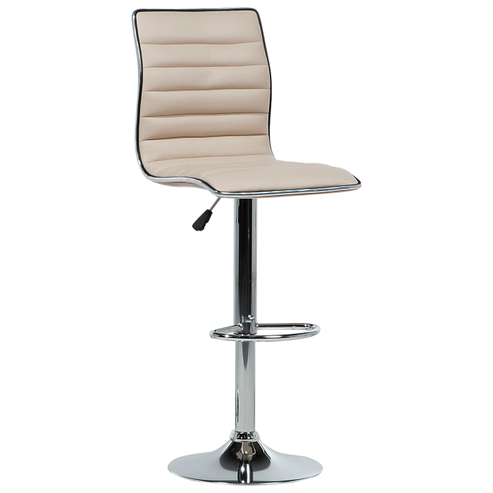 Set of 2 Bar Stools LUCERNE Faux Leather Swivel Light Beige [4]