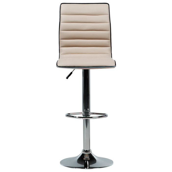 Set of 2 Bar Stools LUCERNE Faux Leather Swivel Light Beige [5]