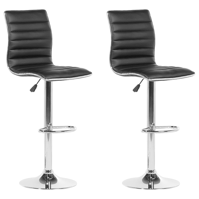 Set de 2 scaune de bar LUCERNE Piele ecologică Pivotant Negru [2]