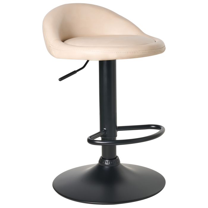 Set de 2 scaune de bar MEEDER Piele ecologică Pivotant Bej deschis [5]