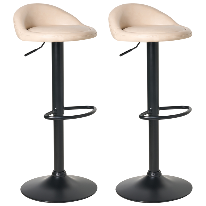 Set de 2 scaune de bar MEEDER Piele ecologică Pivotant Bej deschis [2]