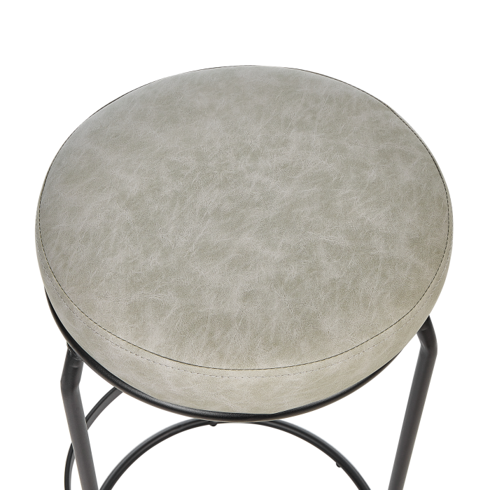 Set de 2 scaune de bar MILROY Piele ecologică Gri deschis [7]