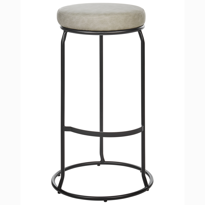 Set de 2 scaune de bar MILROY Piele ecologică Gri deschis [4]