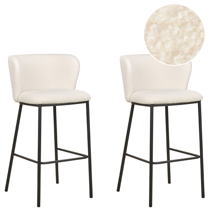 Set de 2 scaune de bar MINA Boucle Alb [2]