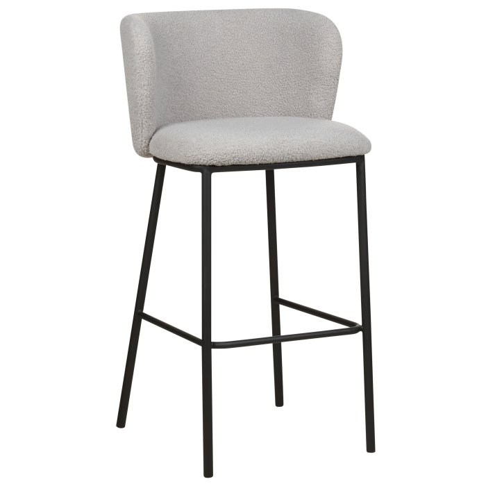 Set of 2 MINA Bar Stools Boucle Light Grey [5]
