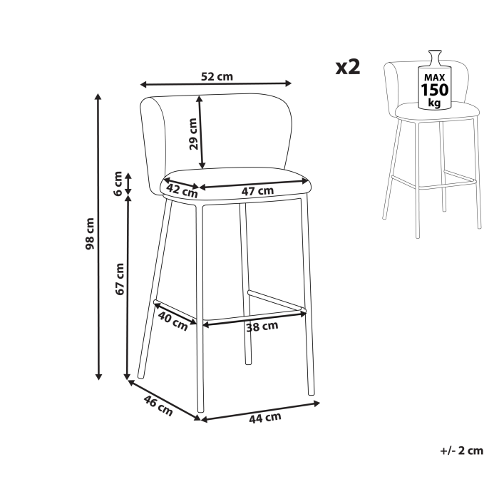 Set of 2 MINA Bar Stools Boucle Light Grey [3]