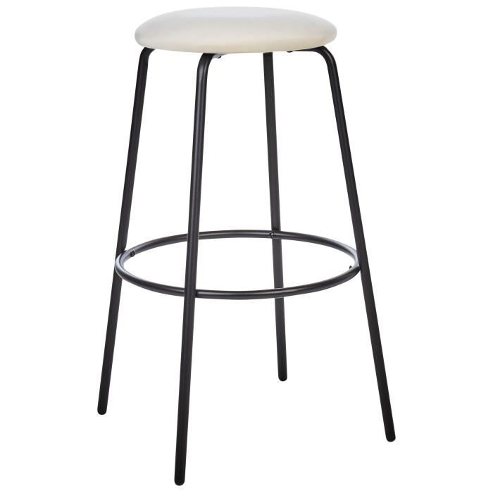 Set de 2 scaune de bar MORTON Catifea Alb-murdar [4]