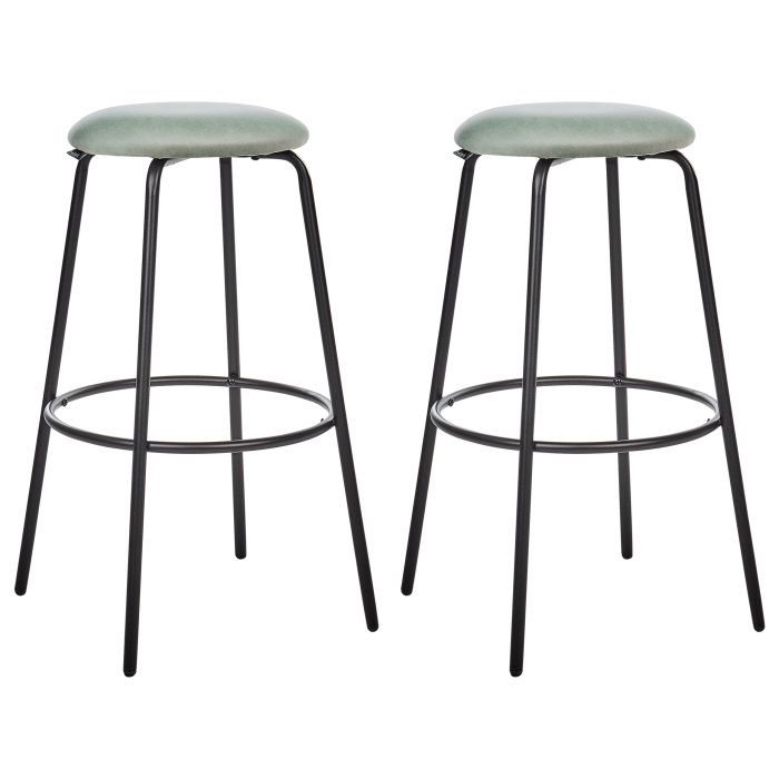 Set of 2 Bar Stools MORTON Velvet Mint Green [2]