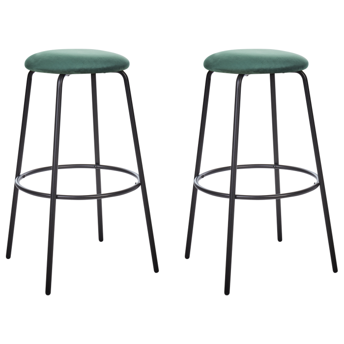 Set of 2 bar chairs MORTON Velvet Emerald Green [2]