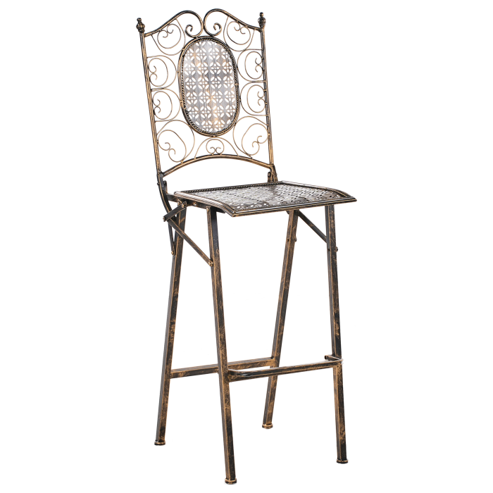 Set de 2 scaune de bar pentru exterior BORMIO Pliabil Metal Negru [4]