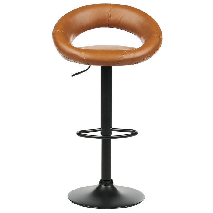 Set de 2 scaune de bar PEORIA Piele ecologică Pivotant Maro auriu [5]