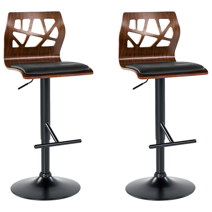 Set of 2 Bar Chairs PETERSBURG Eco Leather Swivel Black [2]