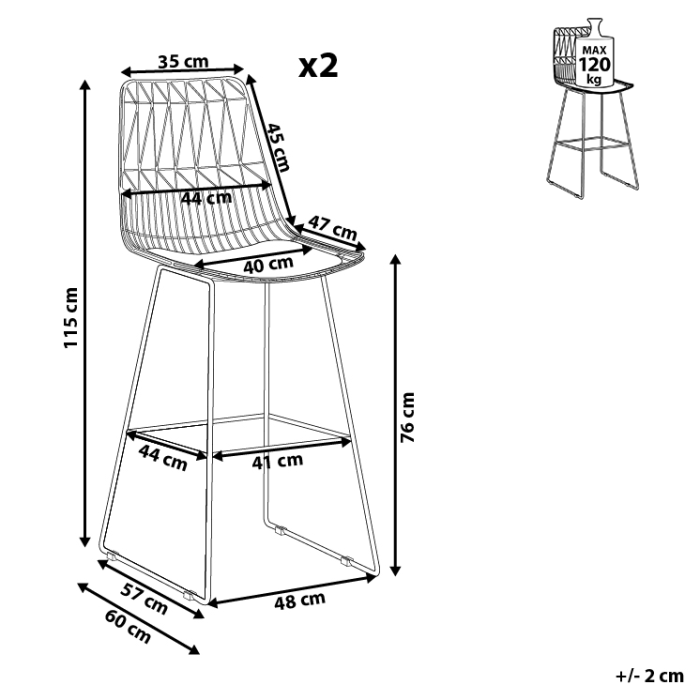 Set of 2 bar stools PRESTON Metal Silver [3]