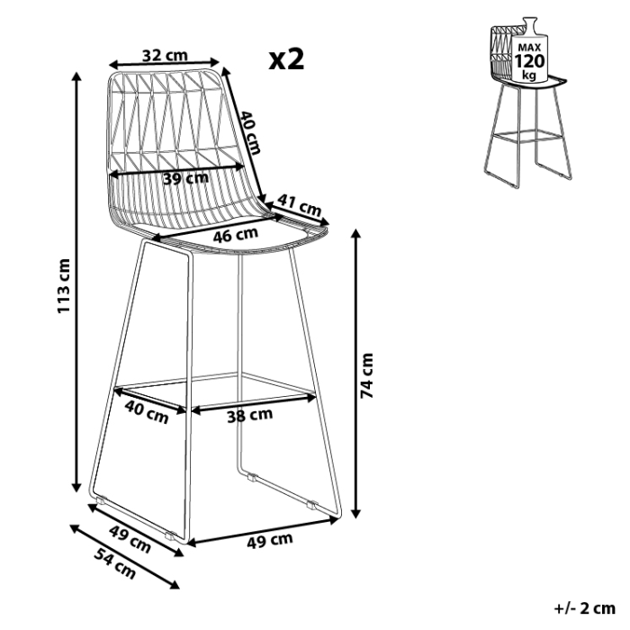 Set of 2 Bar Stools PRESTON Metal Gold [3]