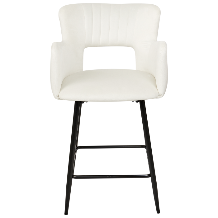 Set de 2 scaune de bar SANILAC Catifea Alb [4]