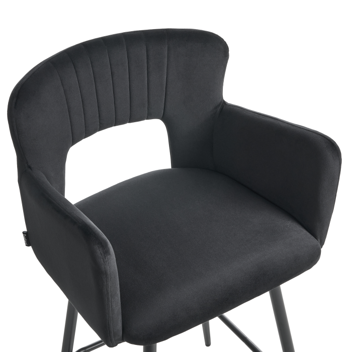 Set de 2 scaune de bar SANILAC Catifea Negru [7]
