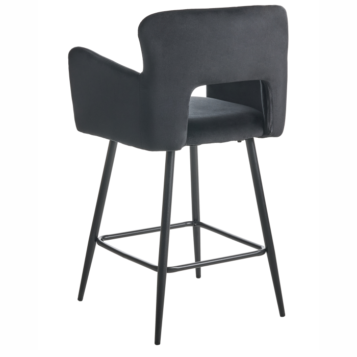 Set de 2 scaune de bar SANILAC Catifea Negru [6]