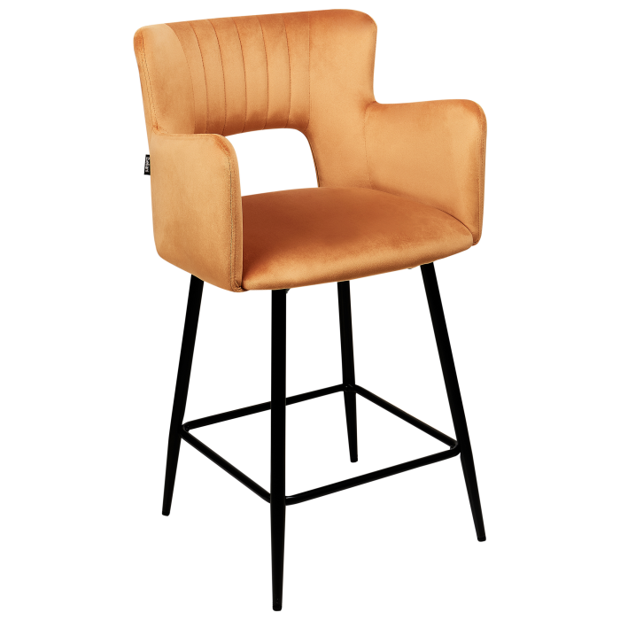 Set of 2 Bar Stools SANILAC Velvet Orange [4]