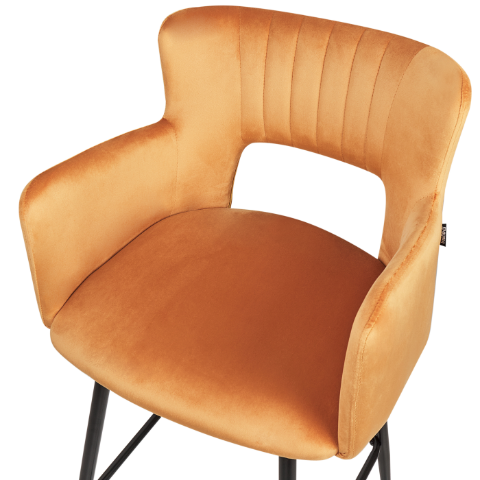Set of 2 Bar Stools SANILAC Velvet Orange [6]