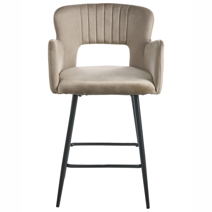 Set de 2 scaune de bar SANILAC Catifea Taupe [4]