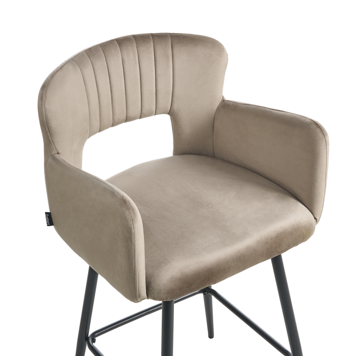 Set de 2 scaune de bar SANILAC Catifea Taupe [7]